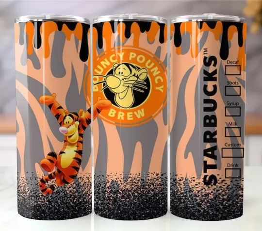 Discover Tiger Bouncy Pouncy 20oz Insulated Tumbler with Straw - Stainless Steel Mug