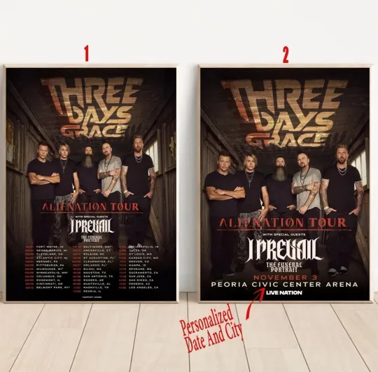 Discover Custom Three Days Grace 2026 World Tour Poster