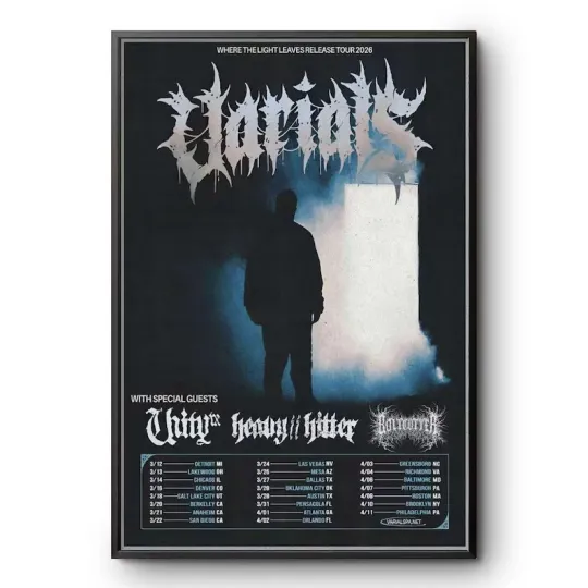 Discover Varials Where The Light Leaves Tour 2026 Metalcore Concert Poster Print