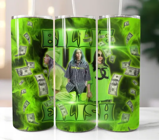 Billie Eilish Tumbler 20oz Travel Mug Stainless Steel Cup Straw