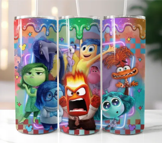 Discover Inside Out Tumbler 20oz Stainless Steel Skinny Straw Insulated Cup Mug