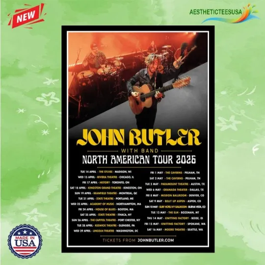 Discover John Butler North American Tour 2026 Poster Home Decor, Wall Art, Fan Gift