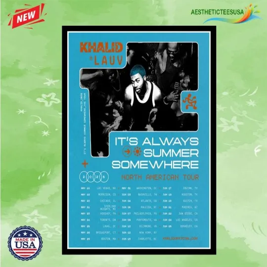 Discover Khalid & Lauv North American Tour 2026 Poster Home Decor, Wall Art, Fan Gift
