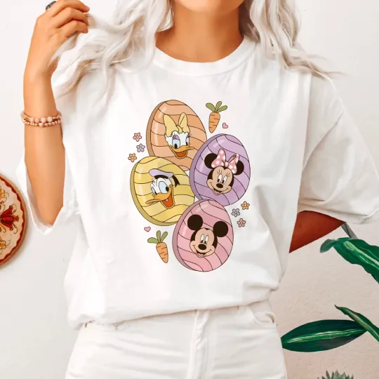 Discover Donald Daisy Duck Mickey And Minnie Mouse Happy Easter Day T-Shirt