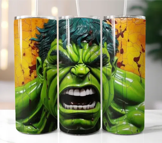 Discover The Hulk 3D Tumbler 20oz Travel Mug Stainless Steel Cup Lid Straw