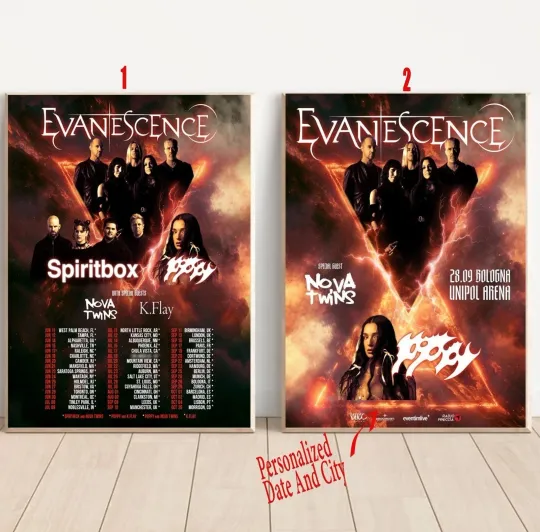 Custom Evanescence North America Tour 2026 Poster
