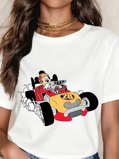 Discover Disney Funny Mickey Mouse Racing Car T-Shirt