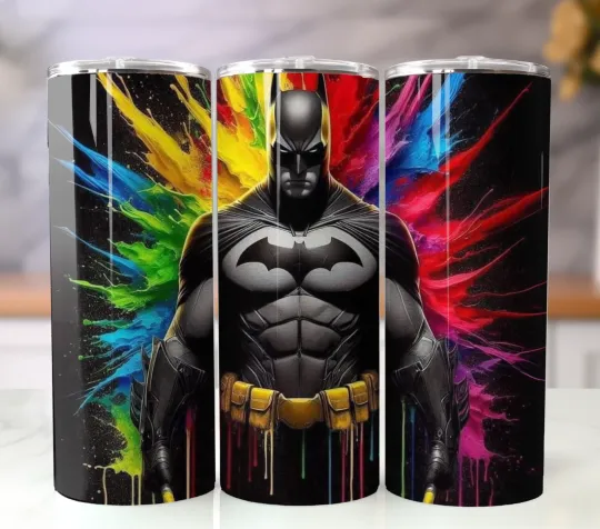 Discover 20oz Stainless Steel Tumbler Insulated Travel Mug Batman Paint Splatter