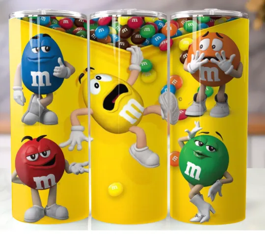 Discover 20oz Stainless Steel Tumbler Insulated Travel Mug Chocolate M&M'S Candy Theme