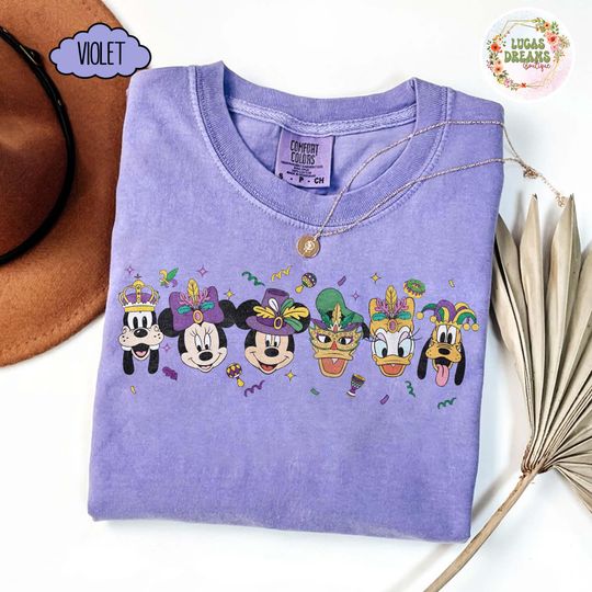 Discover Vintage Mickey & Friends Mardi Gras Shirt, Disney Mardi Gras Carnival Tee, New Orleans Fleur De Lis, WDW Disneyland 2026