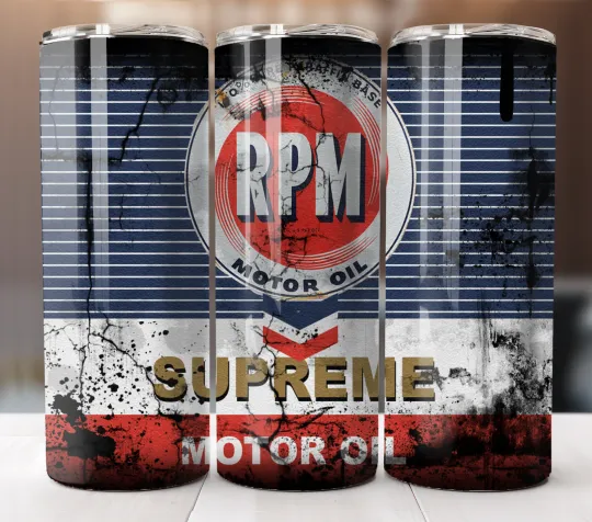 Discover 20oz Stainless Steel Tumbler Insulated Travel Mug RPM Supreme Motor Oil