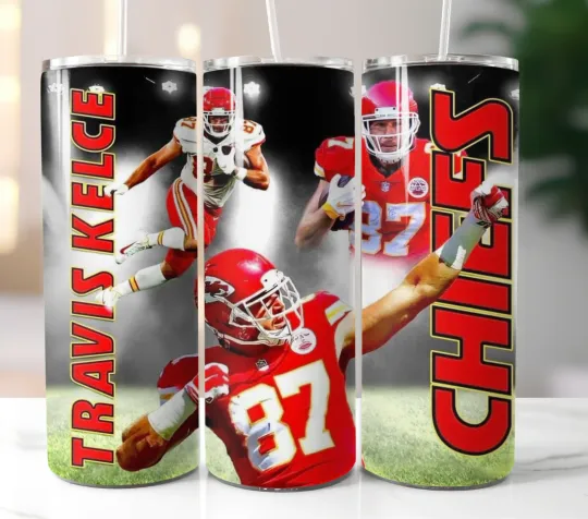 Discover Chief Kelce 87 Tumbler 20oz Stainless Steel Insulated Cup Mug Lid Straw