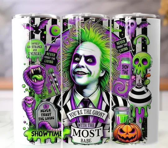 Discover Beetlejuice 20oz Insulated Tumbler with Straw - Stainless Steel Mug