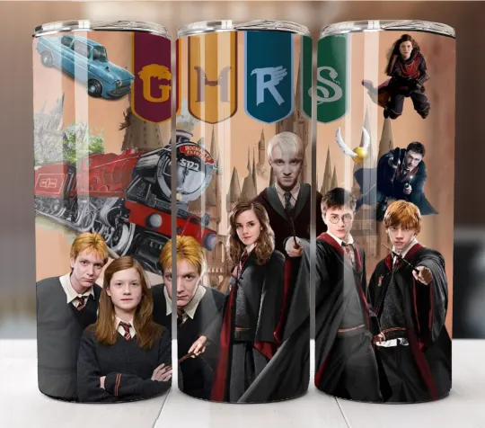 20oz Insulated Tumbler with Straw Stainless Steel Harry Potter Hogwarts Movie