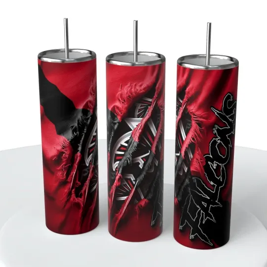 Discover Fabric Rip Claw football Skinny Steel Tumbler with Straw, 20oz