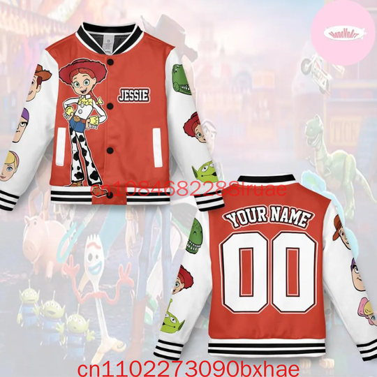 Personalized Disney Toy Story Baseball Jacket Buzz Lightyear Woody Jessie Bo Peep Rex Group Adult Baseball Team Toy Story Family