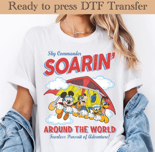 Discover Soarin Around The World DTF,Mickey Mouse Heat Transfer,Disneyworld DTF Transfer,Disneyland Ready to Press,Mickey DTF Transfers,Disney Gifts