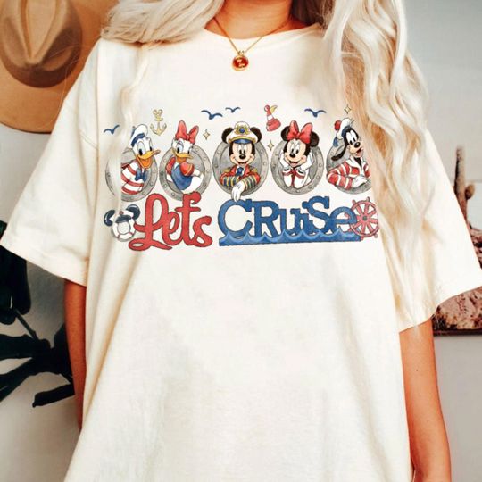 Discover Mickey Friend Let's Cruise Minnie Donald Pluto Goofy Comfort Color Shirt, Disney Cruise Tees,  Disneyland Trip Shirt 2026