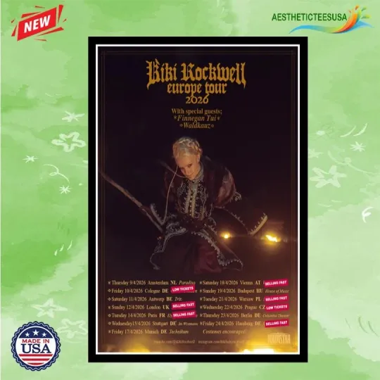 Discover Kiki Rockwell Europe Tour 2026 Poster Home Decor, Wall Art, Fan Gift