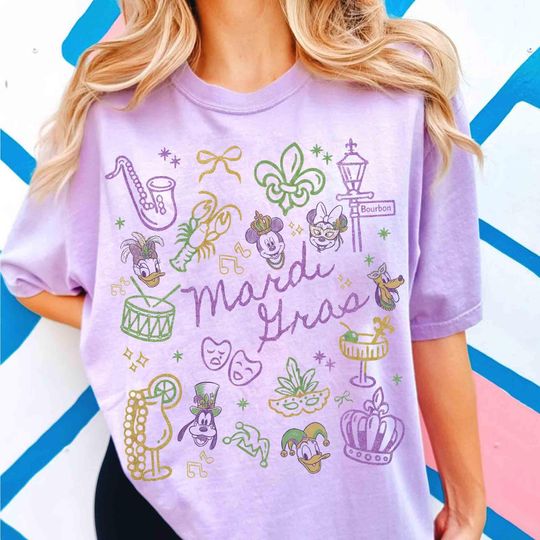 Discover Mickey & Friends Mardi Gras Shirt, Disney Mardi Gras Carnival Celebration Tee, New Orleans Fleur De Lis, Happy Mardi Gras 2026, Disney Trip