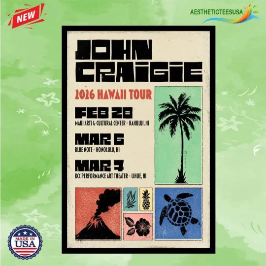 Discover John Craigie Hawai Tour 2026 Poster Home Decor, Wall Art, Fan Gift
