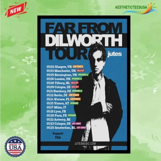 Discover Jutes Far From Dilworth Tour 2026 Poster Home Decor, Wall Art, Fan Gift
