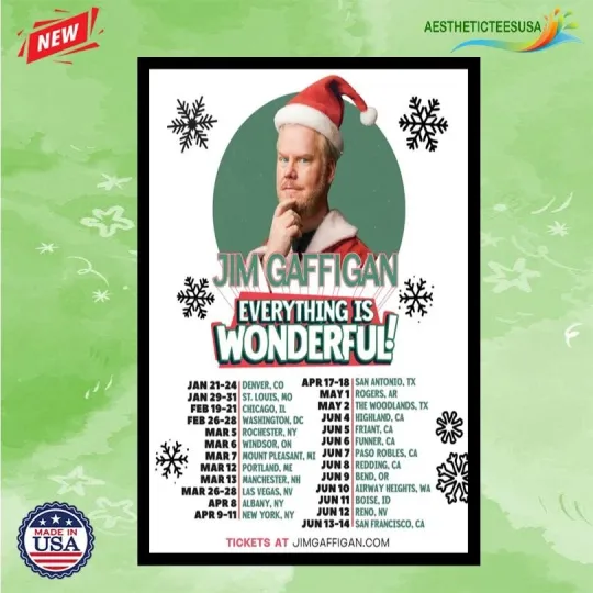 Discover Jim Gaffigan Live Tour 2026 New Poster Home Decor, Wall Art, Fan Gift