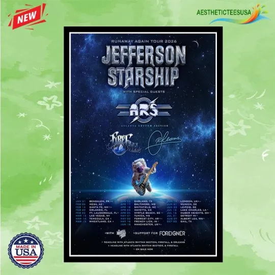 Discover Jefferson Starship Runaway Again 2026 Tour Poster Home Decor, Wall Art