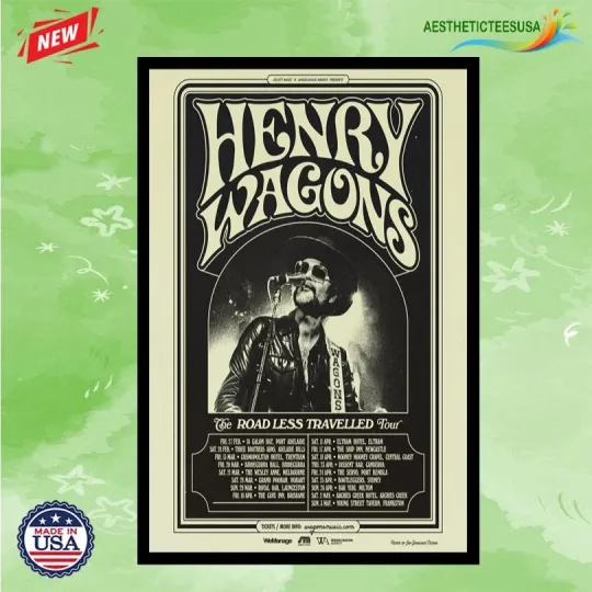 Discover Henry Wagons The Road Less Travelled Tour 2026 Poster Home Decor, Wall Art