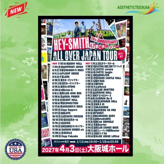Discover Hey-Smith All Over Japan Tour 2026 Poster Home Decor, Wall Art, Fan Gift