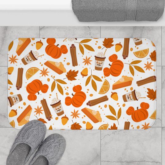 Discover Mickey Pumpkin Bath Mat, Halloween & Fall Bathroom Decor