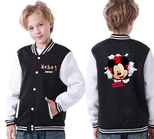 Mickey Minnie Mouse Varsity Baseball Bomber Jacket Men Women Hip Hop Harajuku Jackets Kids Boys Girls Single Coats