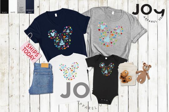 Discover Disney Castle Vacation Shirts, Colorful Mickey Head Matching Shirt, Kids Disney T-Shirt, Disney Castle Trip Family Shirt, Disneyworld Tee