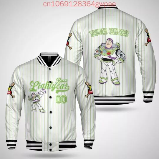 Disney Toy Story Buzz Lightyear Baseball Jacket Men's Women's Hip Hop Harajuku Jackets Streetwea Boys Girls Loose College Coats