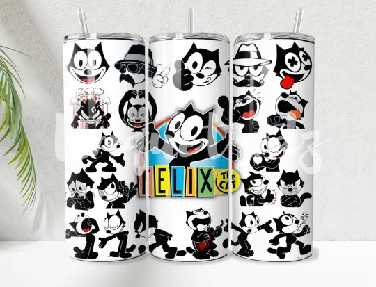 Felix The Cat Straight 20oz Tumbler Mug Cup Insulated Stainless Steel