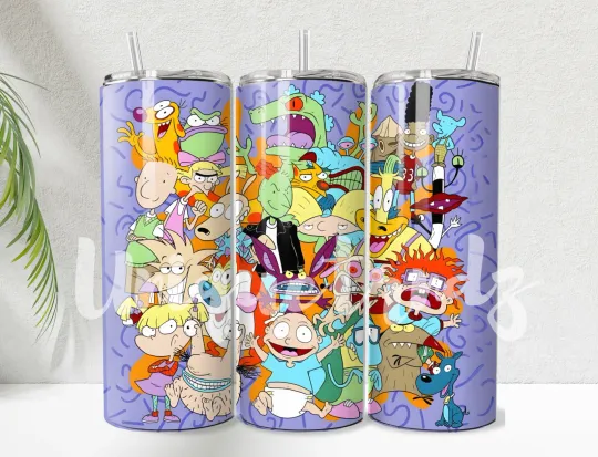 Discover 90's Cartoon Network Straight 20oz Tumbler Mug Cup Insulated Stainless Steel