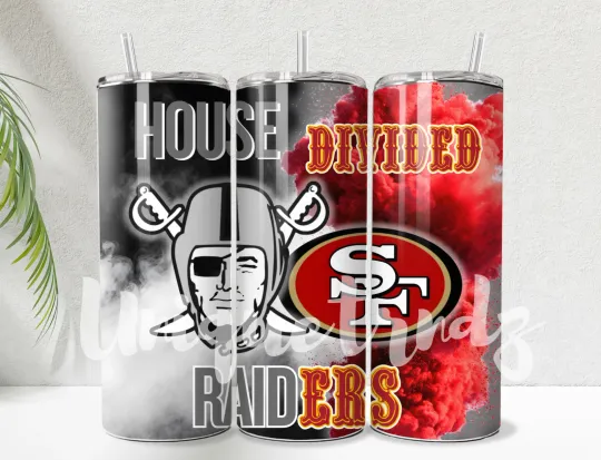 Discover Raiders 49ers SF Straight 20oz Tumbler Mug Cup  Insulated Stainless Steel