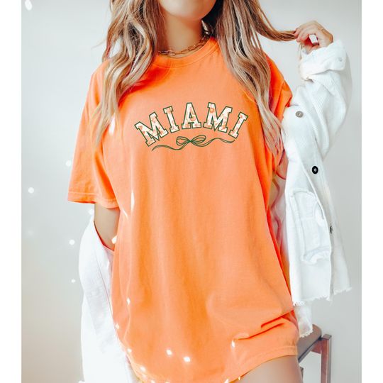 Miami Canes Football T-Shirt - Orange Toile Varsity Tee