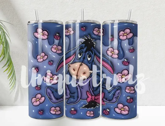 Discover Pooh Bear Eeyore Straight 20oz Tumbler Mug Cup Insulated Stainless Steel