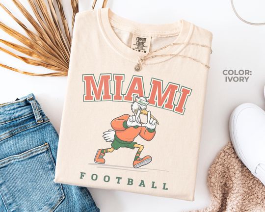 Discover Vintage Miami Canes Football Shirt,Comfort Colors Miami Mascot Shirt,Miami Football Crewneck Tee,University of Miami Game Day Tee,Hurricanes