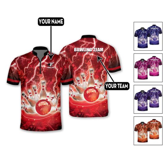 Discover Custom Bowling Team Jersey, Personalized Bowling Shirt with Name & Team, Cool Polo for Men Women, League Tournament Sportswear