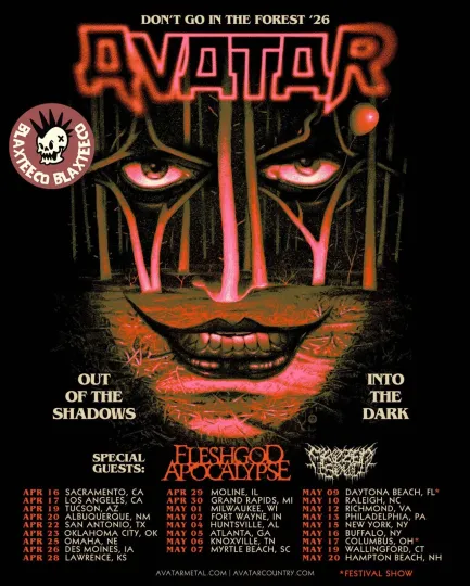 Discover Avatar Don’t Go In The Forest 2026 Tour Out Of The Shadows Into The Dark poster