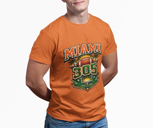 Discover Miami 305 Football Shirt Miami Football Fan Graphic Tee