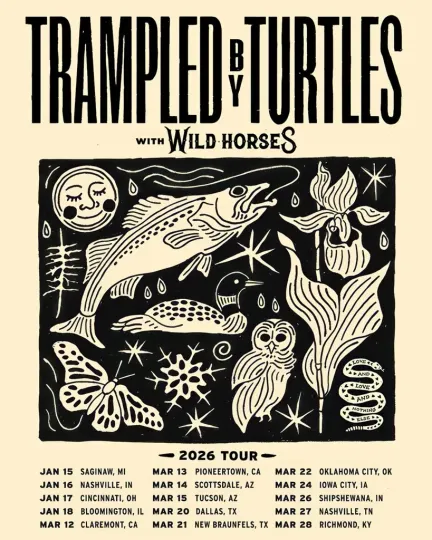 Discover 2026 Tour Poster Art Black Cream Wildlife Print