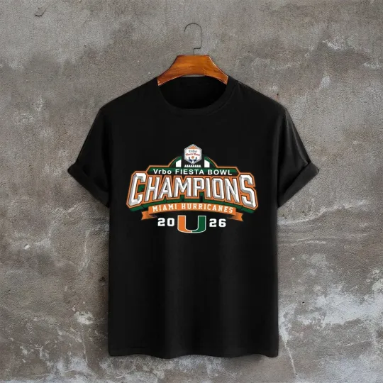 Discover Miami Hurricanes 2026 Fiesta Bowl Champions CFP Semifinal T-Shirt