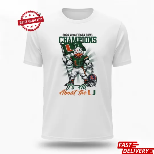 Discover Miami Hurricanes 2026 Fiesta Bowl Champions Mascot Flag It’s All About T-Shirt