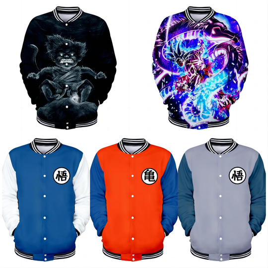 Anime Dragon Ball Hoodie Goku Wu Print Baseball Jacket Casual Fashion Sweatshirt Long Sleeved Coat Man Top Outdoor Clothes Gift