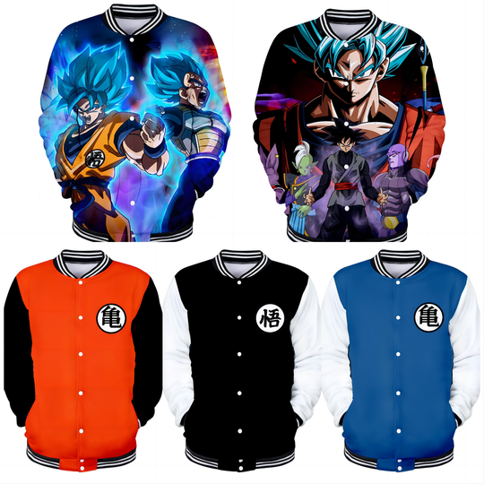 Dragon Ball Baseball Uniform for Adult New Anime Jacket Man Fashion Coat Black Clothes Streetwear Unisex Sport Outerwear Gif