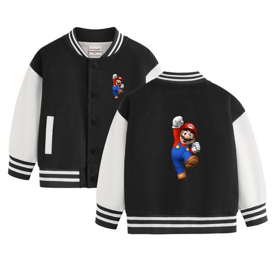 Super Mario Kids Spring and Autumn Jacket Cartoon Spiderman Print for boys and girls 1-12 years old baseball uniform casual coat