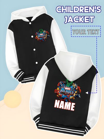Discover MINISO Marvel Boys Baseball Jacket - Marvel Hero Collection Print, Colorful, Warm and Stylish for Fall and Winter, Suitable for